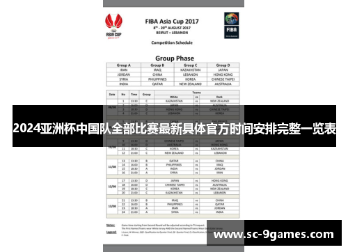 2024亚洲杯中国队全部比赛最新具体官方时间安排完整一览表 2024亚洲杯中国队全部比赛最新具体官方时间安排完整一览表